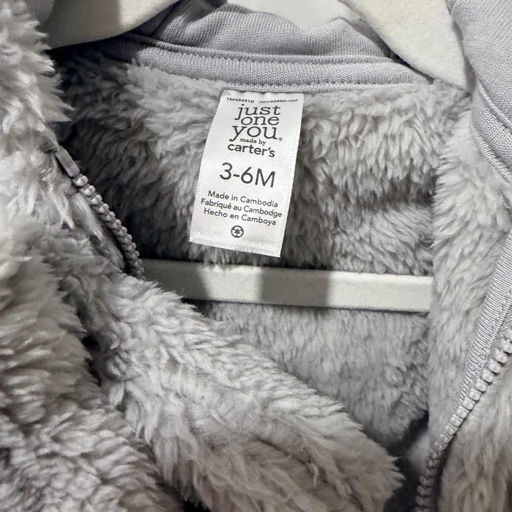 NWT Carters Gray Baby Hooded Jacket - 3-6M - Picture 3 of 6